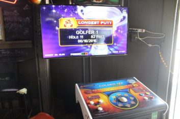 Golden Tee golf game at Catty-Corner Ice House